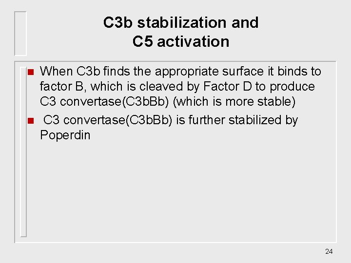 C 3 b stabilization and C 5 activation n n When C 3 b C 3 b stabilization and C 5 activation n n When C 3 b