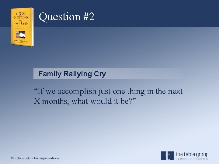The Three Big Questions for a Frantic Family