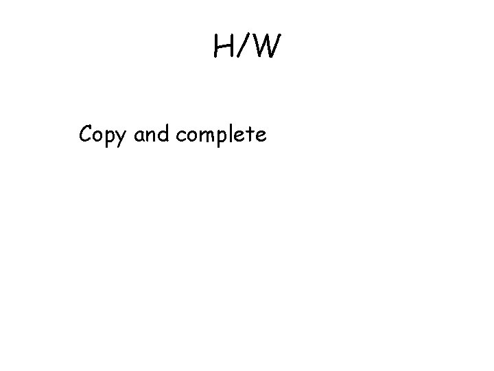 H/W Copy and complete 