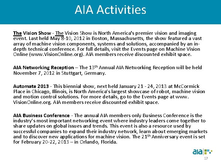 AIA Activities The Vision Show - The Vision Show is North America's premier vision