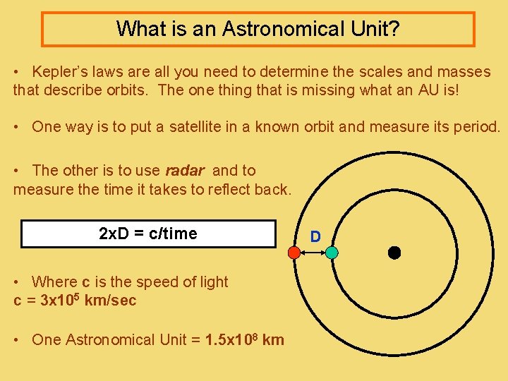 What is an Astronomical Unit? • Kepler’s laws are all you need to determine