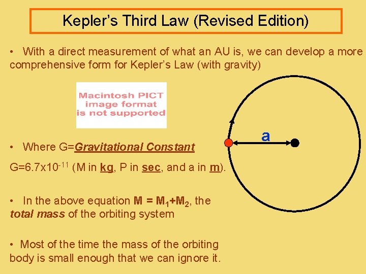 Kepler’s Third Law (Revised Edition) • With a direct measurement of what an AU