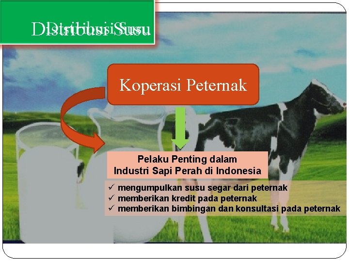 Distribusi Susu Koperasi Peternak Pelaku Penting dalam Industri Sapi Perah di Indonesia ü mengumpulkan