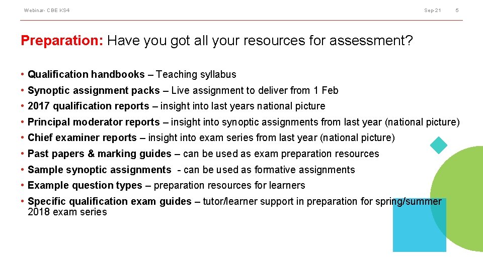 Webinar- CBE KS 4 Sep-21 5 Preparation: Have you got all your resources for