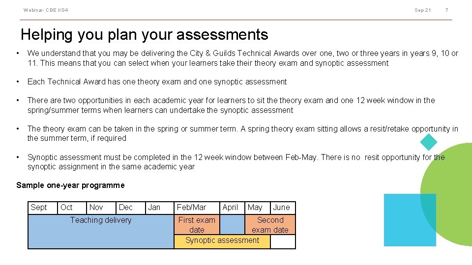 Webinar- CBE KS 4 Sep-21 7 Helping you plan your assessments • We understand
