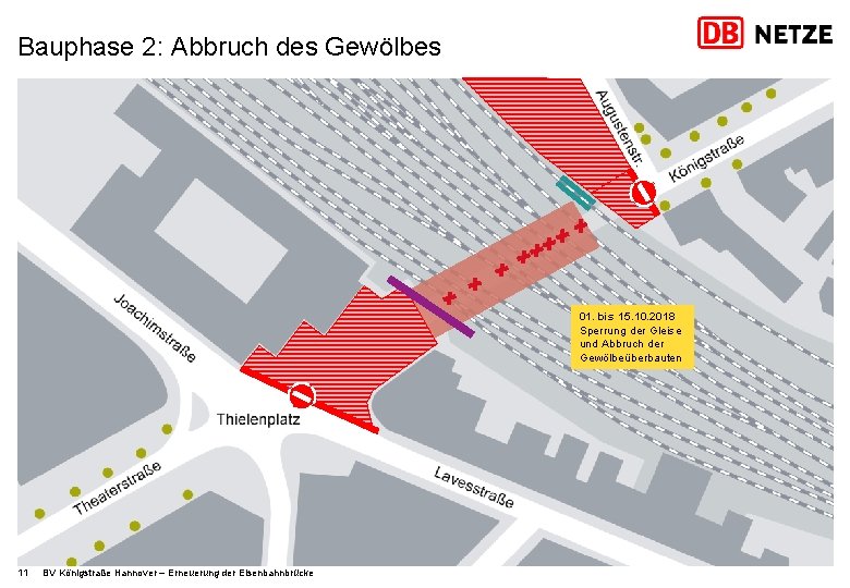 Bauphase 2: Abbruch des Gewölbes 01. bis 15. 10. 2018 Sperrung der Gleise und