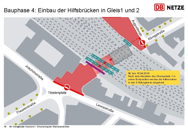 Bauphase 4: Einbau der Hilfsbrücken in Gleis 1 und 2 06. bis 15. 04.