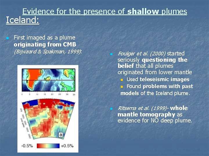 Evidence for the presence of shallow plumes Iceland: n First imaged as a plume