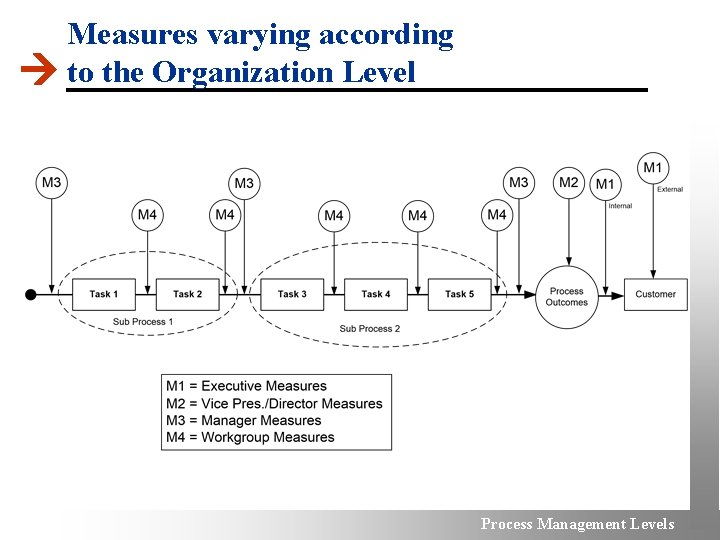 Measures varying according to the Organization Level Process Management Levels 