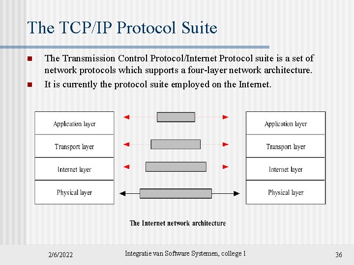 The TCP/IP Protocol Suite n n The Transmission Control Protocol/Internet Protocol suite is a