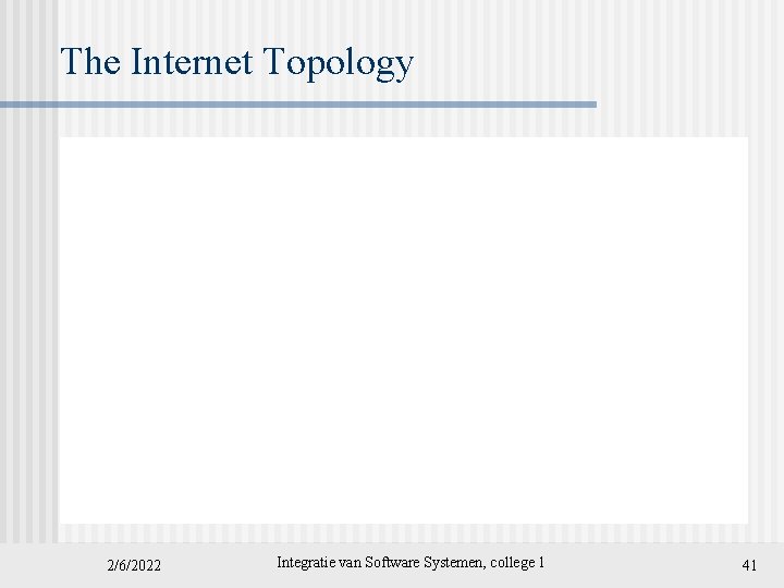 The Internet Topology 2/6/2022 Integratie van Software Systemen, college 1 41 