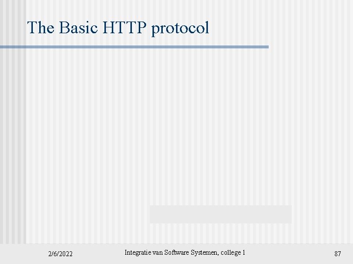 The Basic HTTP protocol 2/6/2022 Integratie van Software Systemen, college 1 87 