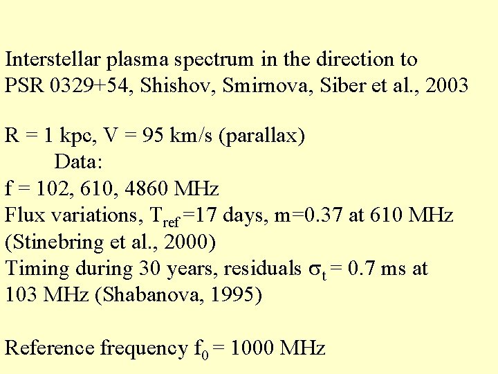 Interstellar plasma spectrum in the direction to PSR 0329+54, Shishov, Smirnova, Siber et al.