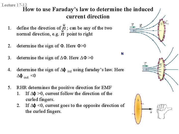 Lecture 17 -12 How to use Faraday’s law to determine the induced current direction