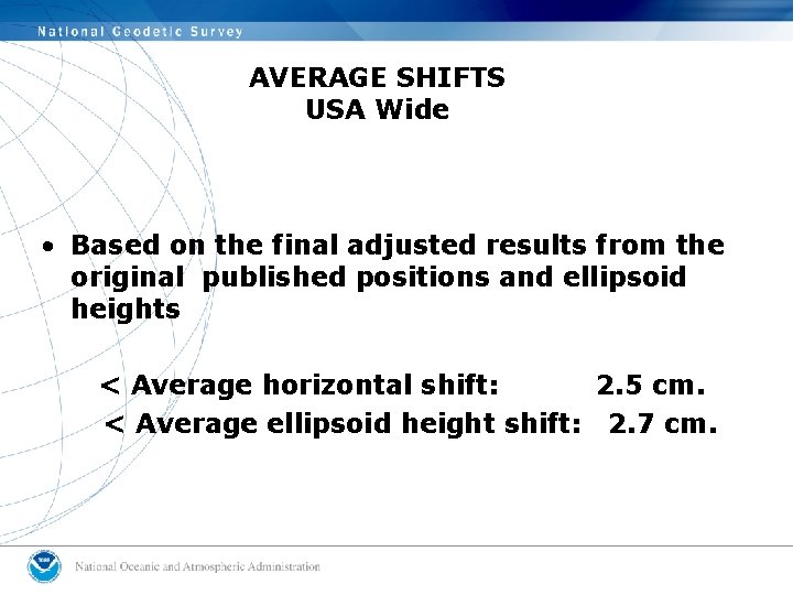 AVERAGE SHIFTS USA Wide • Based on the final adjusted results from the original