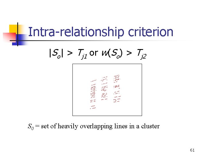Intra-relationship criterion |So| > Tj 1 or w(So) > Tj 2 S 0 =