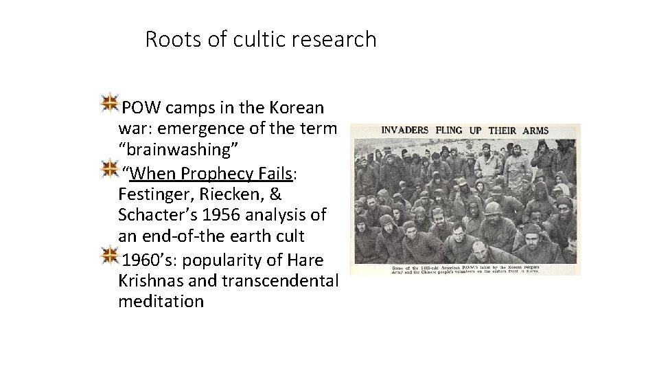 Roots of cultic research POW camps in the Korean war: emergence of the term