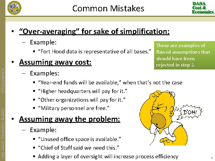 Common Mistakes • “Over-averaging” for sake of simplification: – Example: CBA 4 -DAY TRAINING