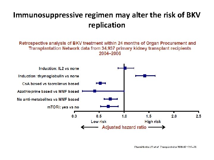 Immunosuppressive regimen may alter the risk of BKV replication 