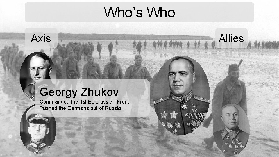 Who’s Who Axis Georgy Zhukov Commanded the 1 st Belorussian Front Pushed the Germans