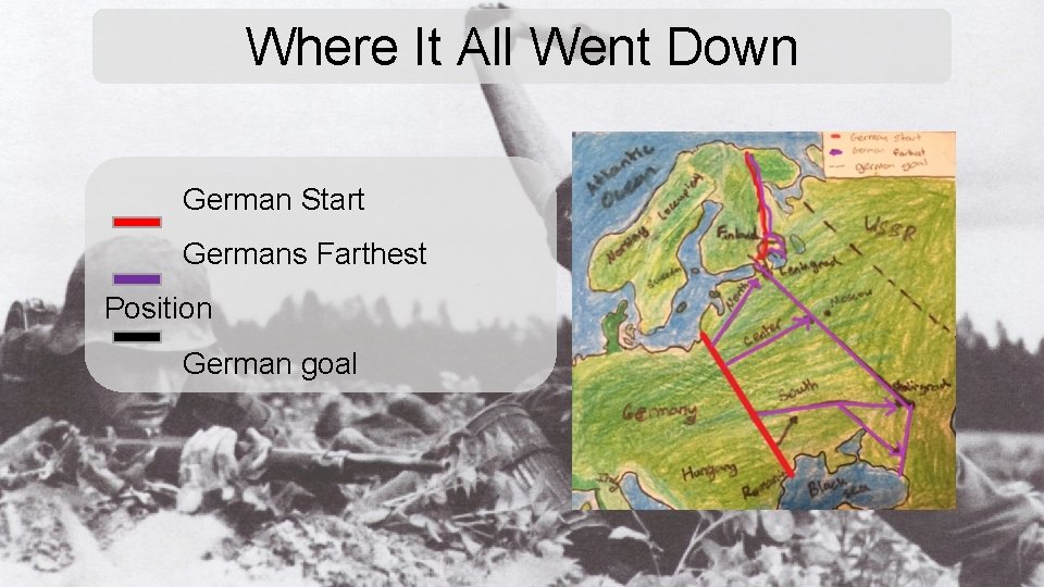 Where It All Went Down German Start Germans Farthest Position German goal 