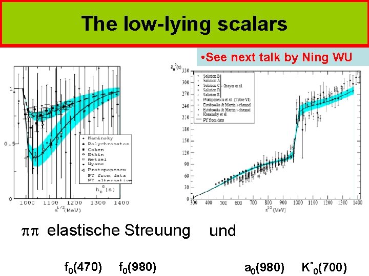 The low-lying scalars • See next talk by Ning WU pp elastische Streuung f