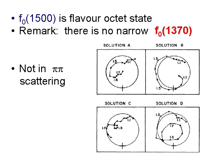  • f 0(1500) is flavour octet state • Remark: there is no narrow