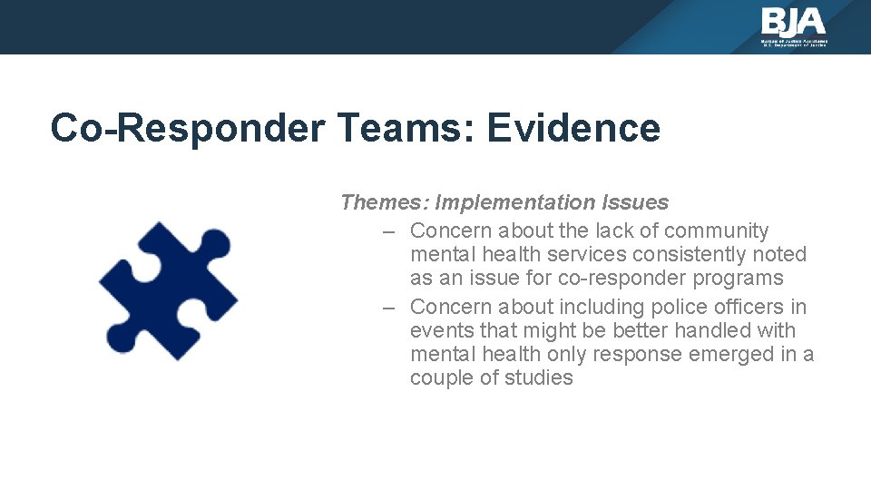 Co-Responder Teams: Evidence Themes: Implementation Issues – Concern about the lack of community mental