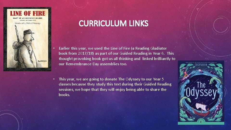 CURRICULUM LINKS • Earlier this year, we used the Line of Fire (a Reading