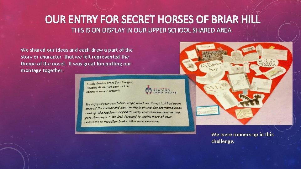 OUR ENTRY FOR SECRET HORSES OF BRIAR HILL THIS IS ON DISPLAY IN OUR