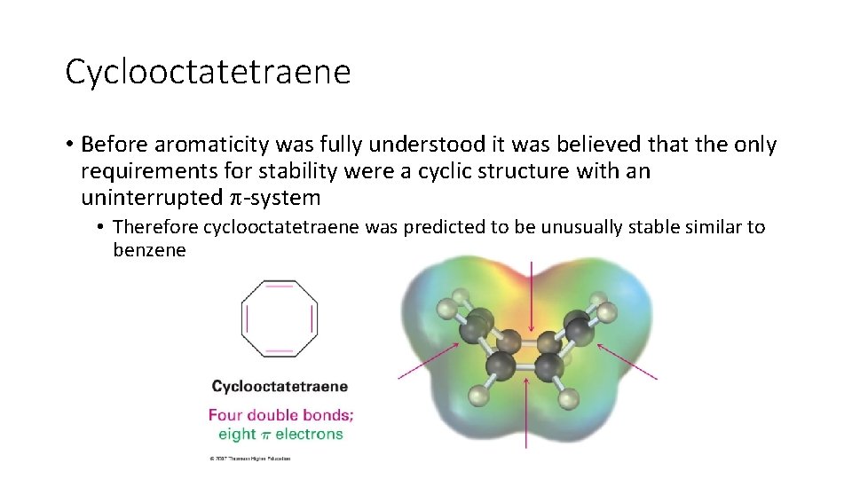 Cyclooctatetraene • Before aromaticity was fully understood it was believed that the only requirements