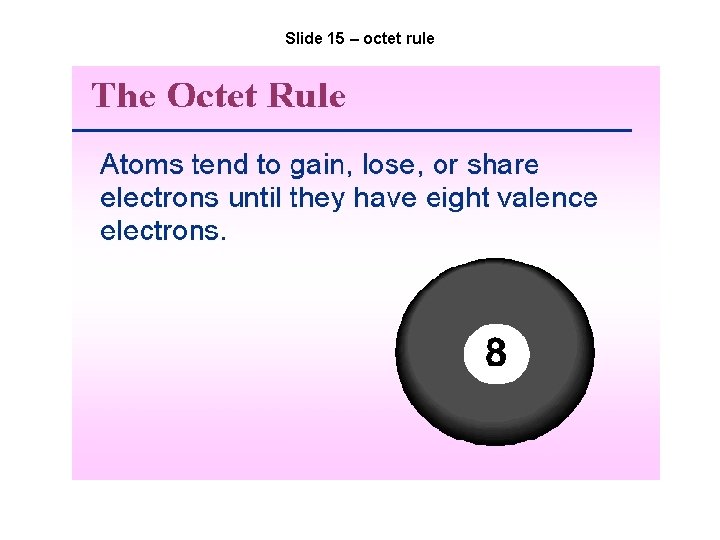 Slide 15 – octet rule 