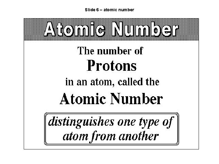 Slide 6 – atomic number 