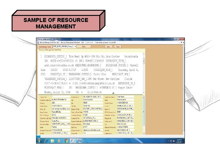 SAMPLE OF RESOURCE MANAGEMENT 