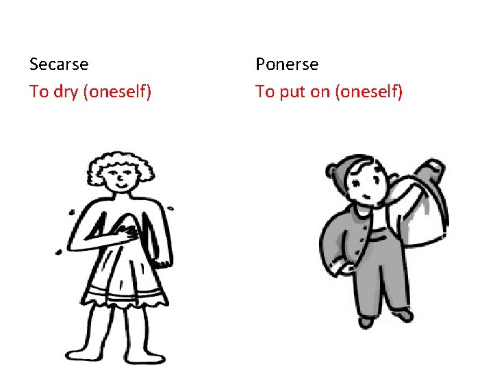 Secarse To dry (oneself) Ponerse To put on (oneself) 