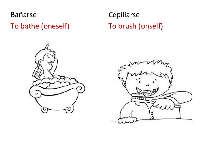 Bañarse To bathe (oneself) Cepillarse To brush (onself) 
