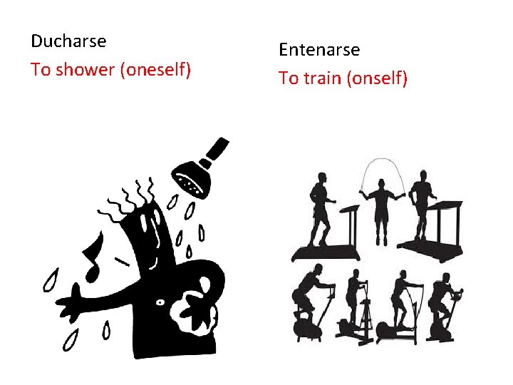 Ducharse To shower (oneself) Entenarse To train (onself) 