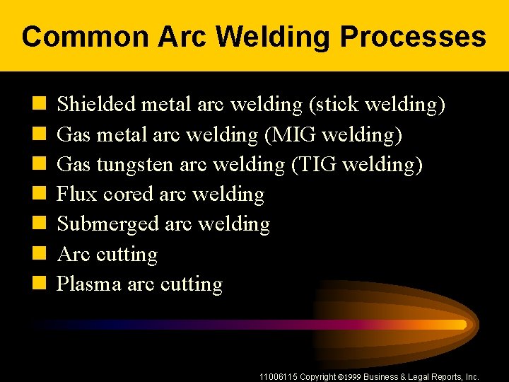 Common Arc Welding Processes n n n n Shielded metal arc welding (stick welding)