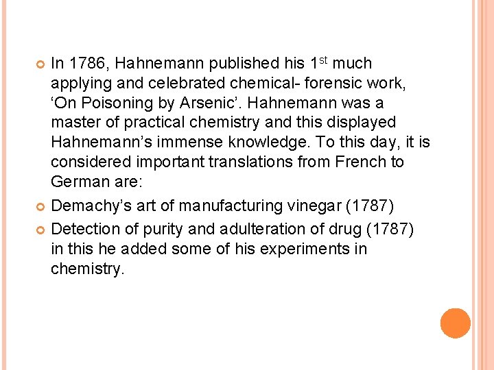 In 1786, Hahnemann published his 1 st much applying and celebrated chemical- forensic work,