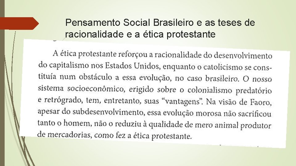 Pensamento Social Brasileiro e as teses de racionalidade e a ética protestante 