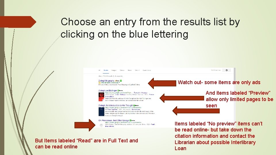 Choose an entry from the results list by clicking on the blue lettering Watch