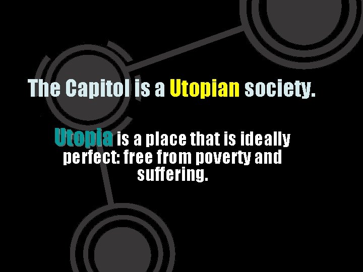 The Capitol is a Utopian society. Utopia is a place that is ideally perfect: