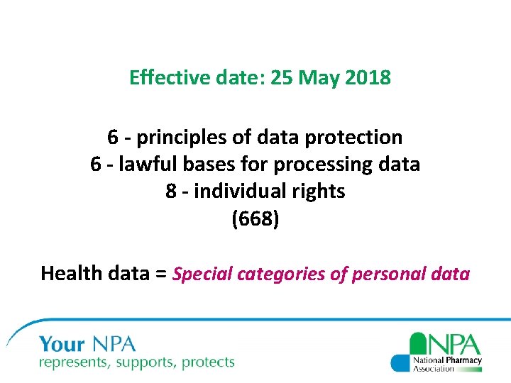 Effective date: 25 May 2018 6 - principles of data protection 6 - lawful