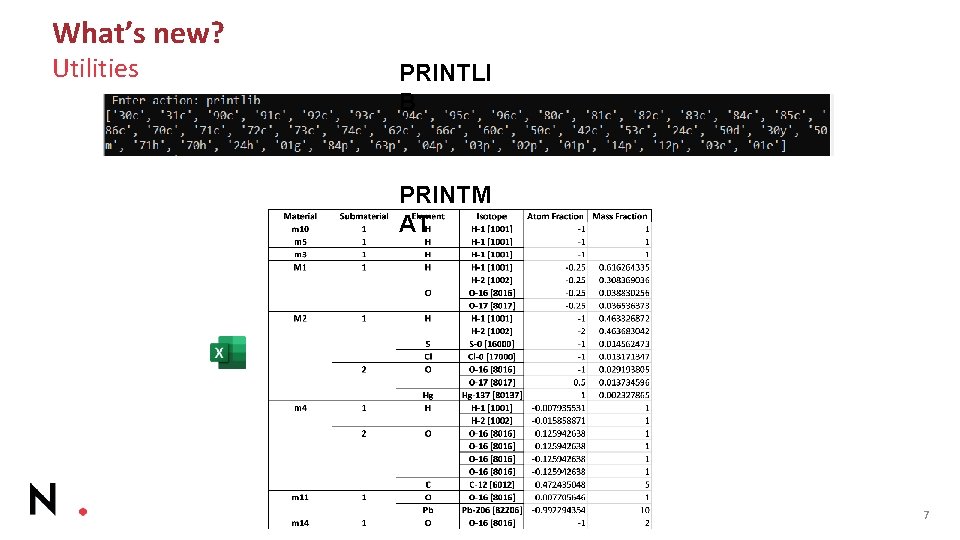 What’s new? Utilities PRINTLI B PRINTM AT 7 