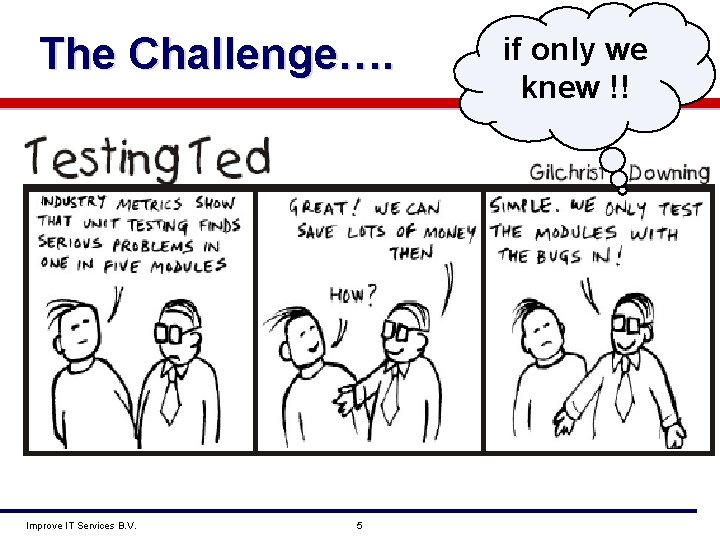 The Challenge…. Improve IT Services B. V. 5 if only we knew !! 