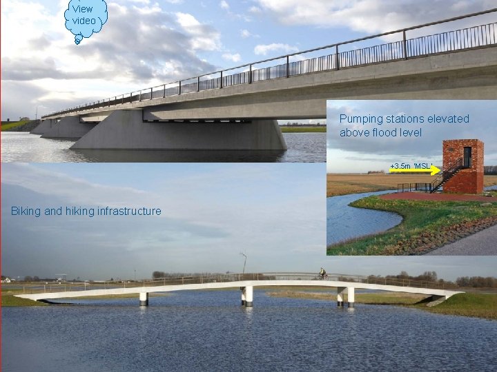View video Pumping stations elevated above flood level +3. 5 m ‘MSL’ Biking and
