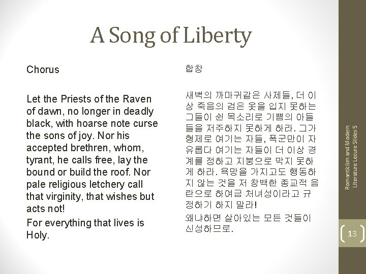 Chorus 합창 Let the Priests of the Raven of dawn, no longer in deadly