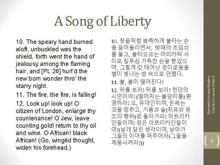 10. The speary hand burned aloft, unbuckled was the shield, forth went the hand