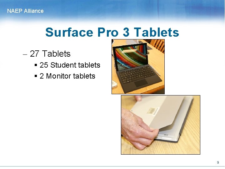 NAEP Alliance Surface Pro 3 Tablets – 27 Tablets § 25 Student tablets §