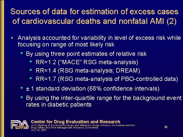 Sources of data for estimation of excess cases of cardiovascular deaths and nonfatal AMI